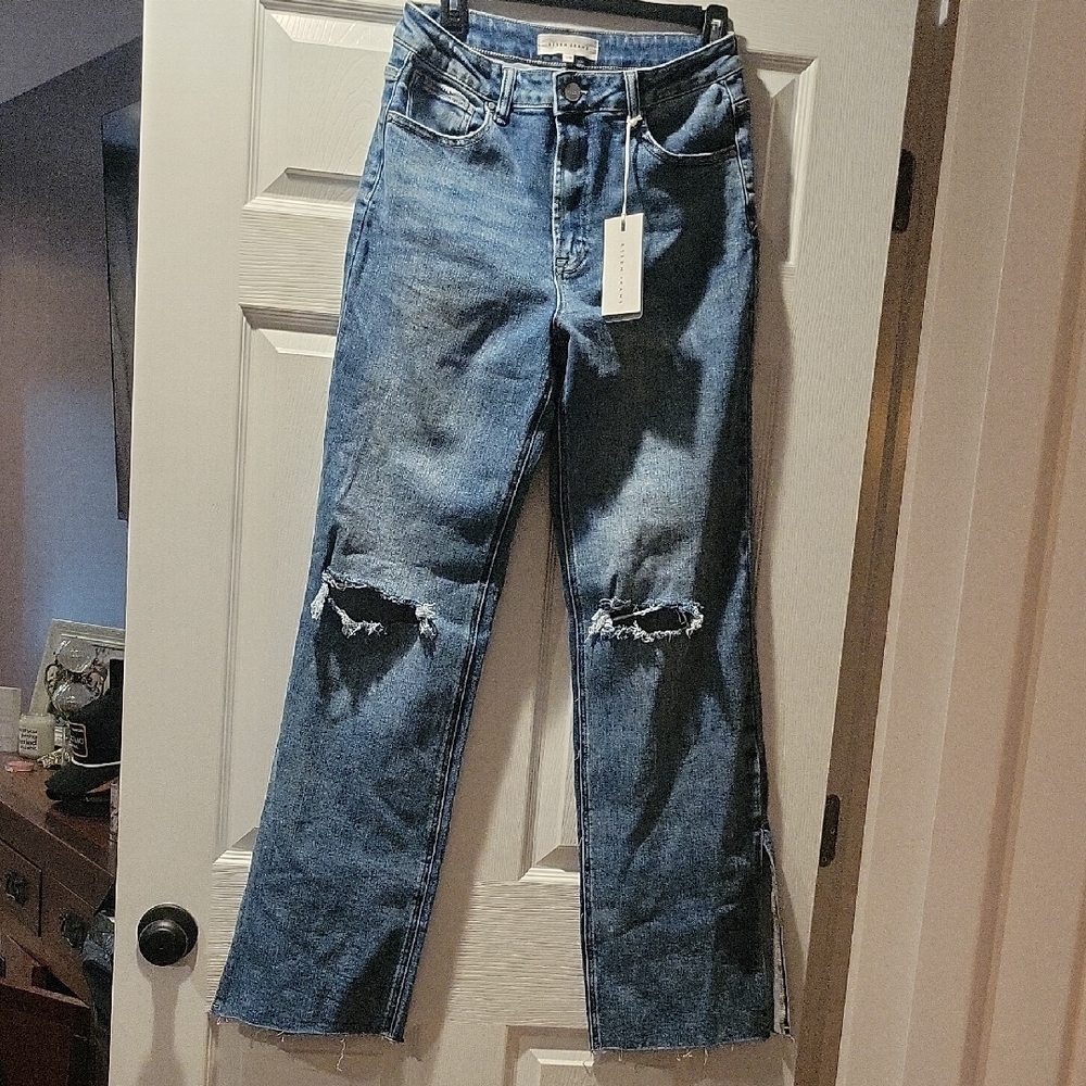 Blue Vintage Wash Straight Leg Jeans